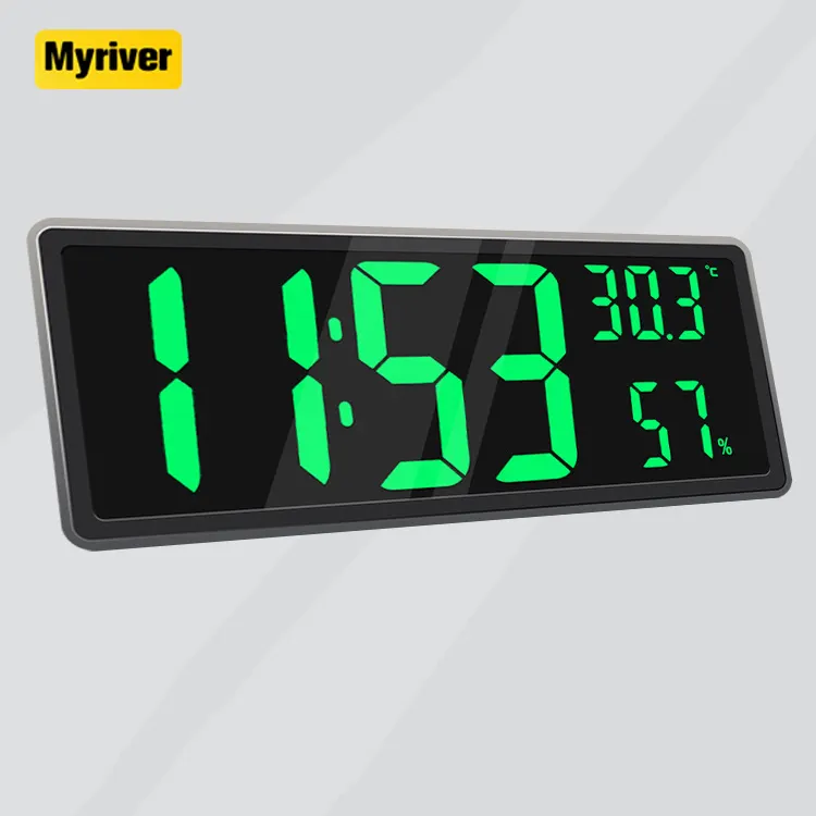 Myriver كبيرة الرقمية وحدة إضاءة Led جداريّة الساعات مع درجة حرارة داخلي شاشة عرض الرطوبة و طوي الواقف ل جدار و مكتب