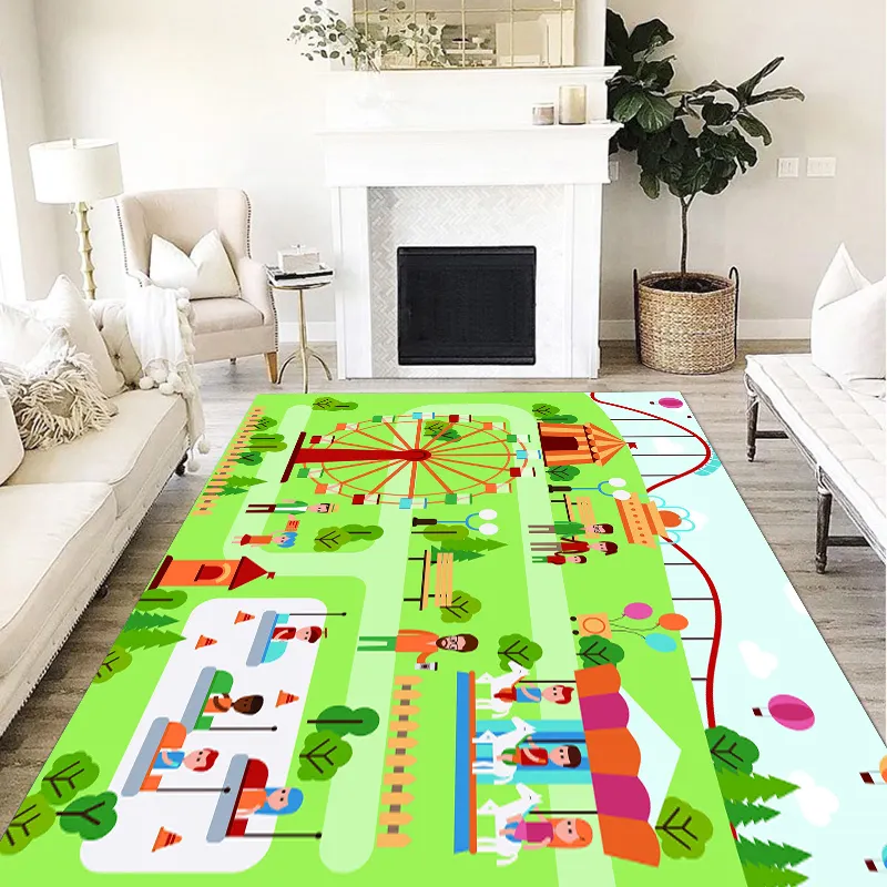 Light Luxury 3d Printed Art design Modern Style Kids Collection Map Rug Children Play Game Crawling Mat cartoon rugs