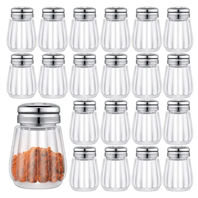 Commercio all'ingrosso 15ml trasparente vuoto Mini porta pepe Shaker per formaggio in vetro con parte superiore in rete per viaggi ristorante cucina di casa cucina