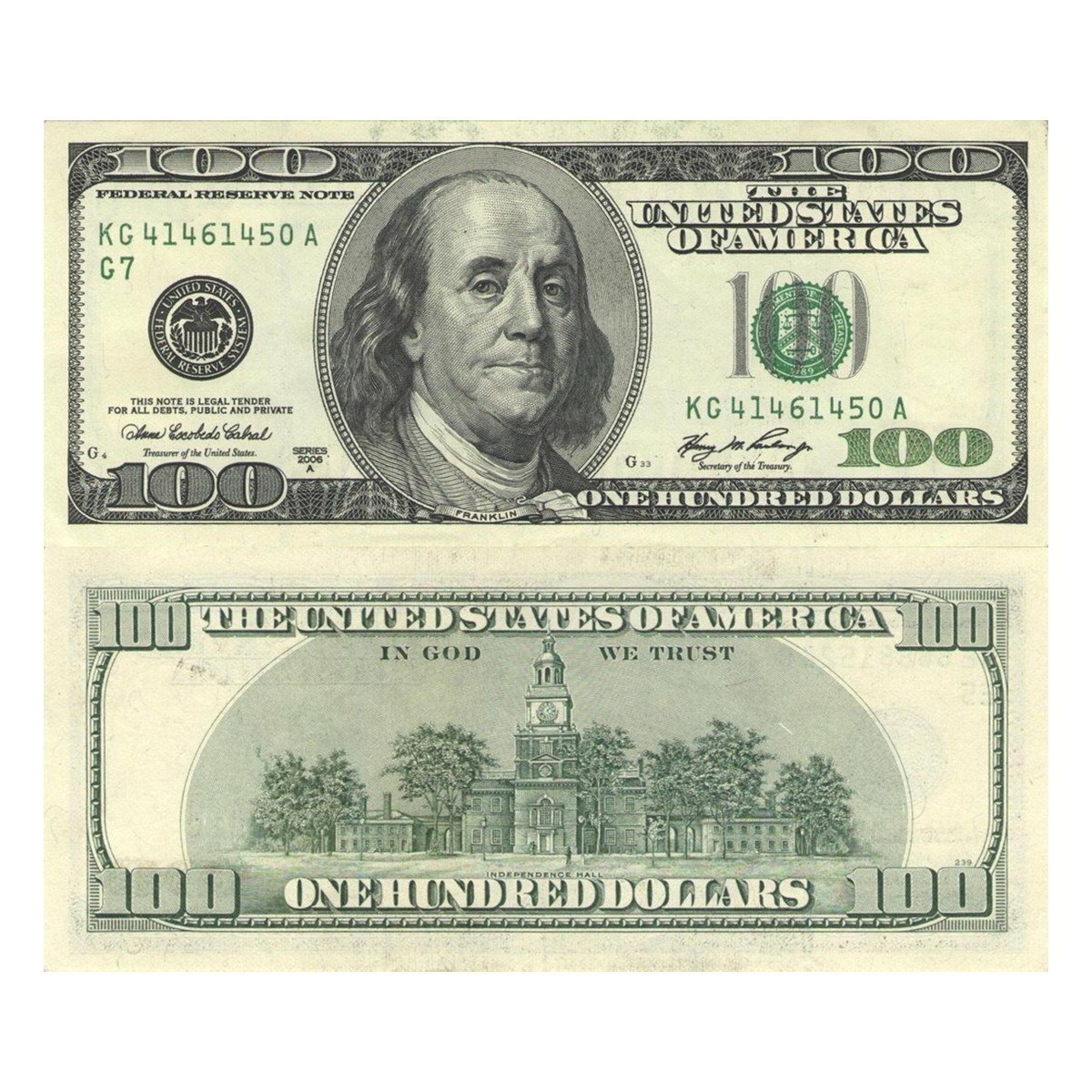 Old-style US dollar-100 denomination