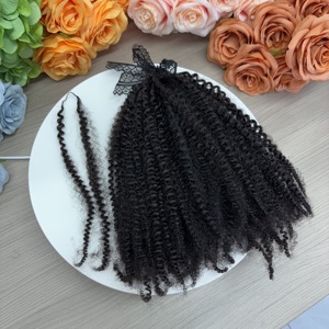 ピクシーとディープカーリーヘアのかぎ針編み束アンナ工場卸売価格バージンキューティクルアラインヘア - Product Image 2