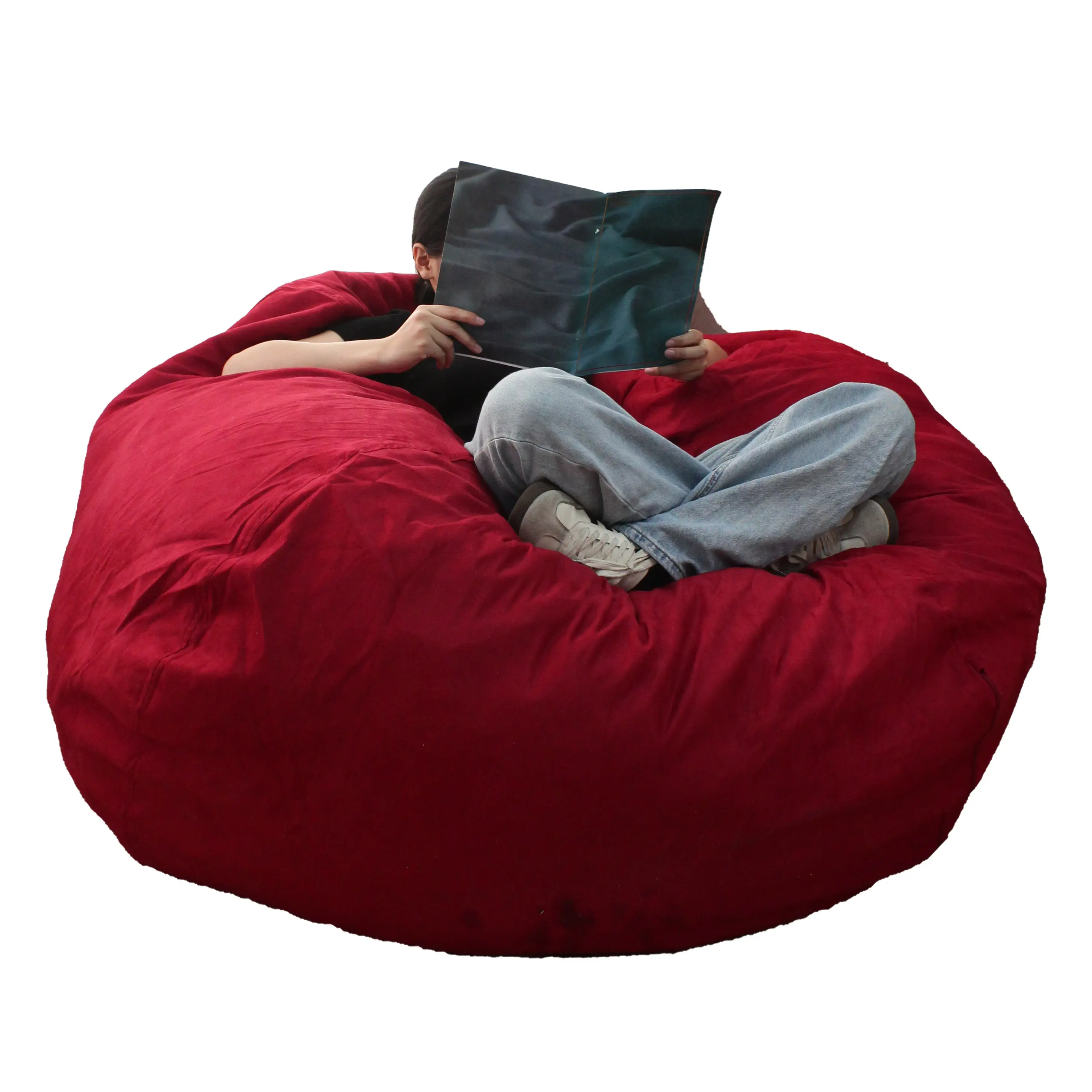 Роскошный искусственный замшевый гигантский измельченный пенопластовый мешок, ленивый диван-стул с обивкой, тканевый чехол