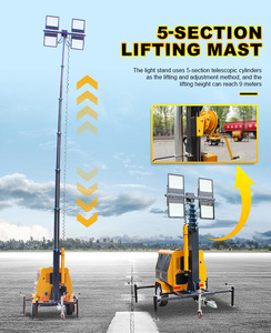 Chất Lượng Cao Tay Đẩy Ánh Sáng Di Động Tháp 7M 9M Tay Nâng Ánh Sáng Di Động - Product Image 5