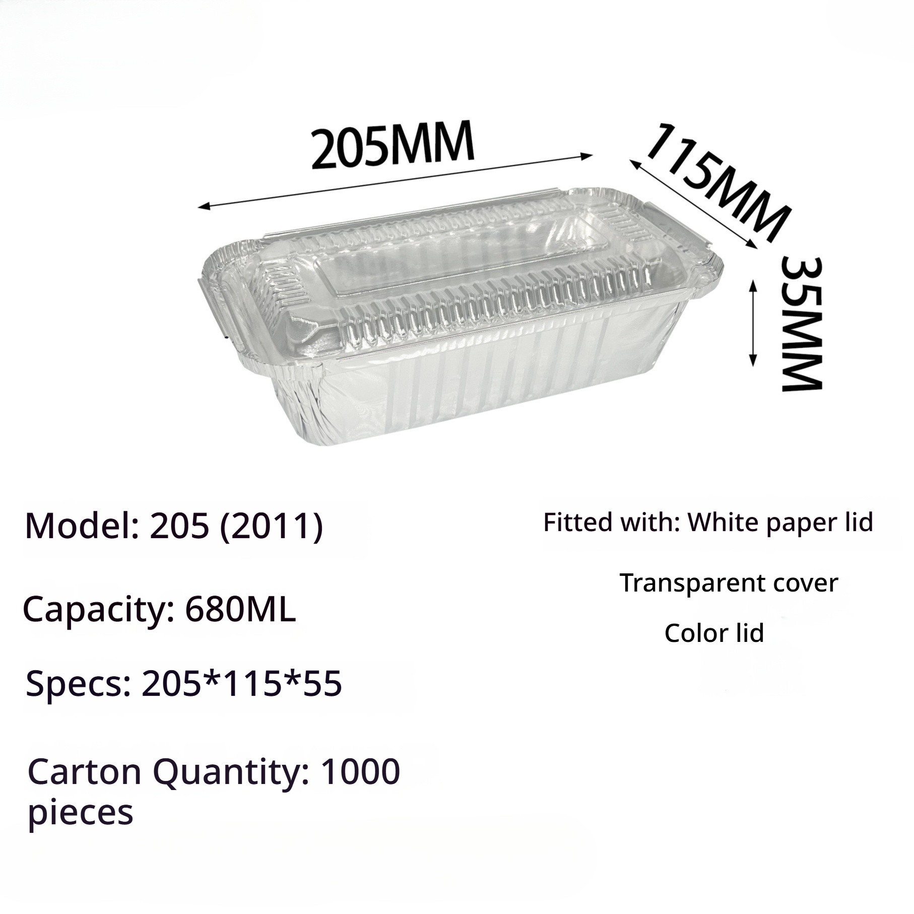 205 plus couvercle transparent