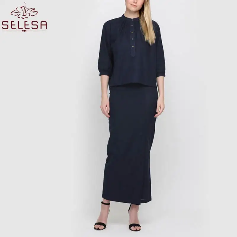 Лидер продаж, модная исламская женская трикотажная блузка Kurung