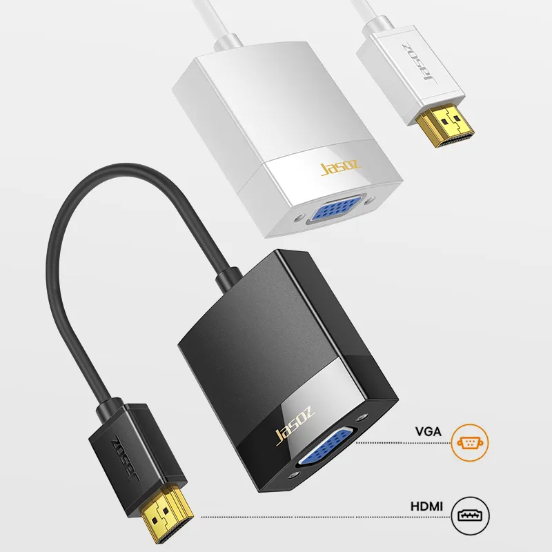 Jasoz ตัวแปลงอะแดปเตอร์แปลง HDMI เป็น Vga,1080P จาก HDMI เป็น VGA พร้อมสาย USB เสียง