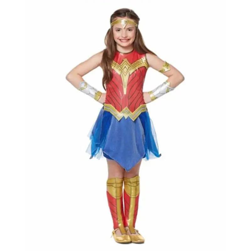 Fille Superhero Wonder Woman Cosplay Robe Enfants Halloween Carnaval Party Costumes