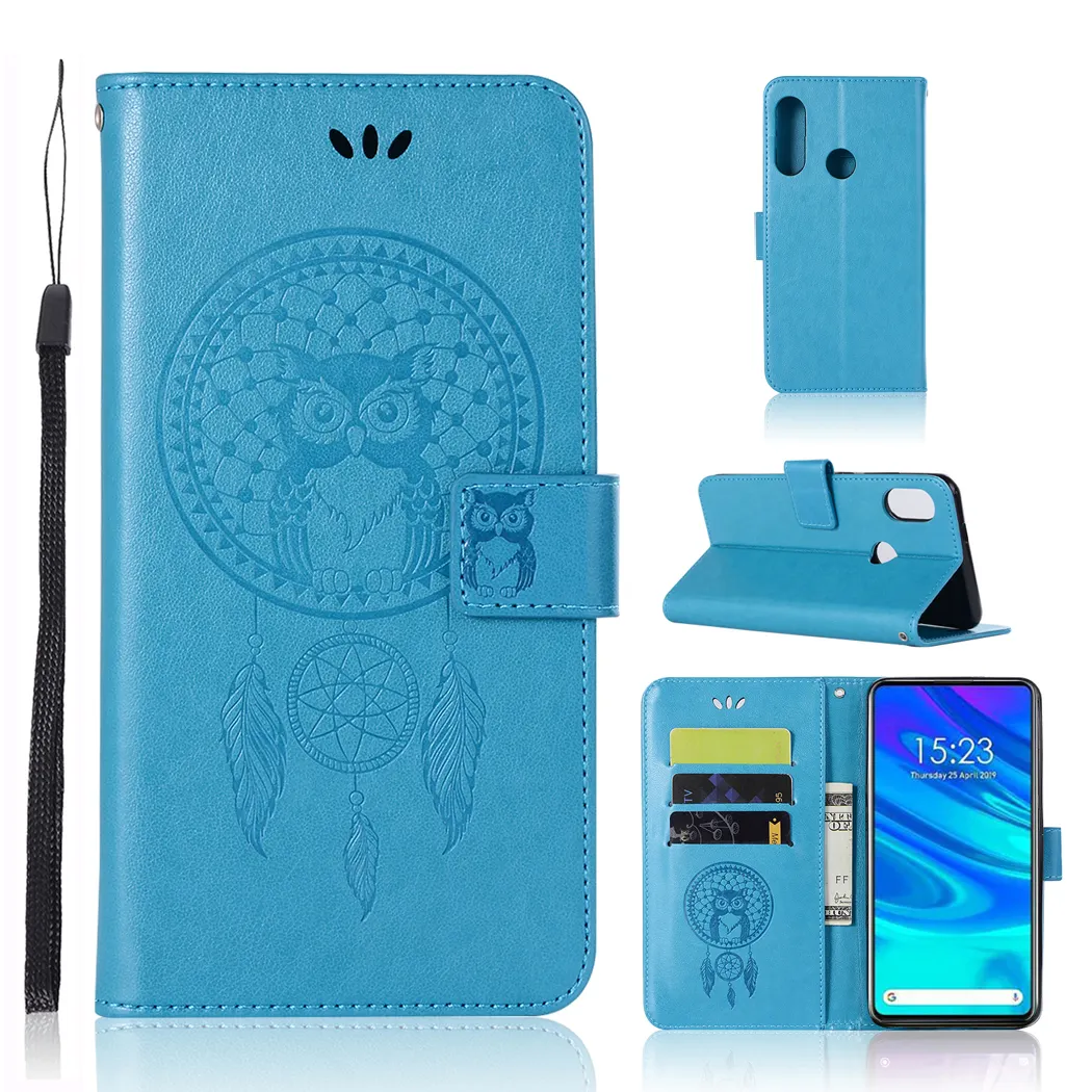 Wind Chimes Owl Wallet Case per Huawei P Smart Pro Z Plus T6P Y5P 9A 9X Lite Y9 Prime Nova 5i P30 P20 PU Leather TPU Flip Cover