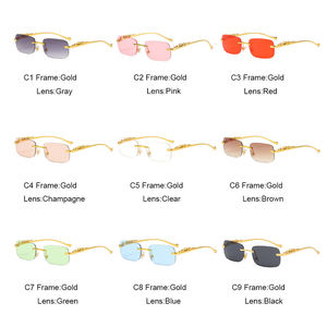 2025 Vintage panthère léopard Rectangle sans monture lunettes de soleil cadre de luxe femmes hommes lunettes de soleil de luxe - Product Image 4