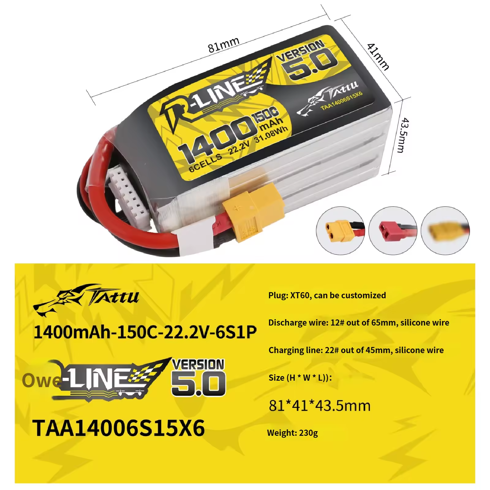 1400mAh-150C-22.2V-6S1P-XT60