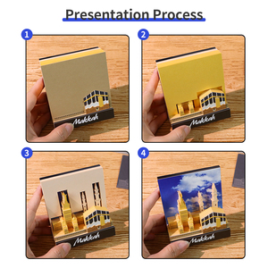 Makkah City Landmark 3D Modelado de notas Cubo Novedad Decoraciones de escritorio Papel cortado con láser Bloc de notas artesanal para regalo - Product Image 5