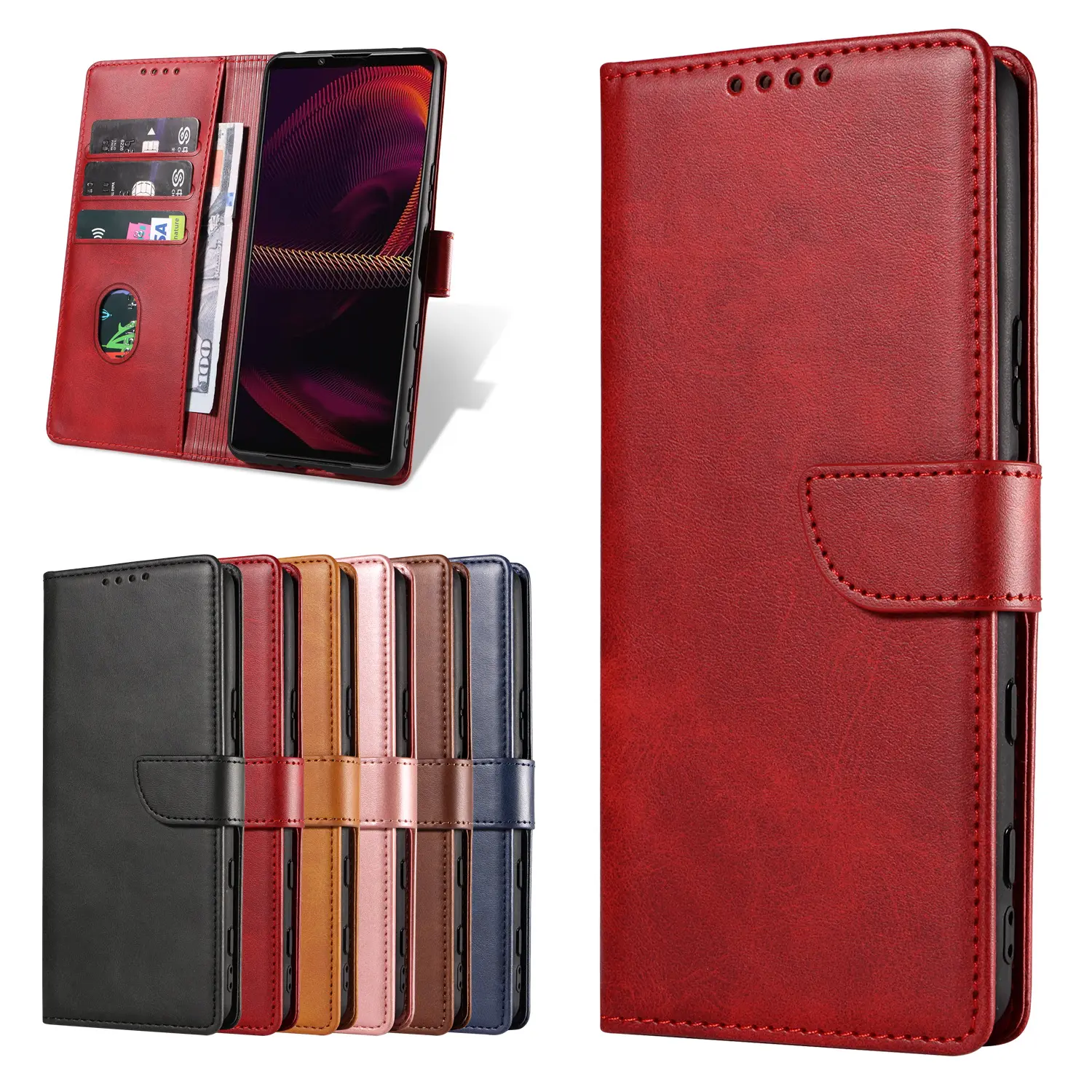 Carteira de celular móvel Flip Leather Case para Sony Xperia 10 V Ace III XZ3 1 IV XZ4 20 L4