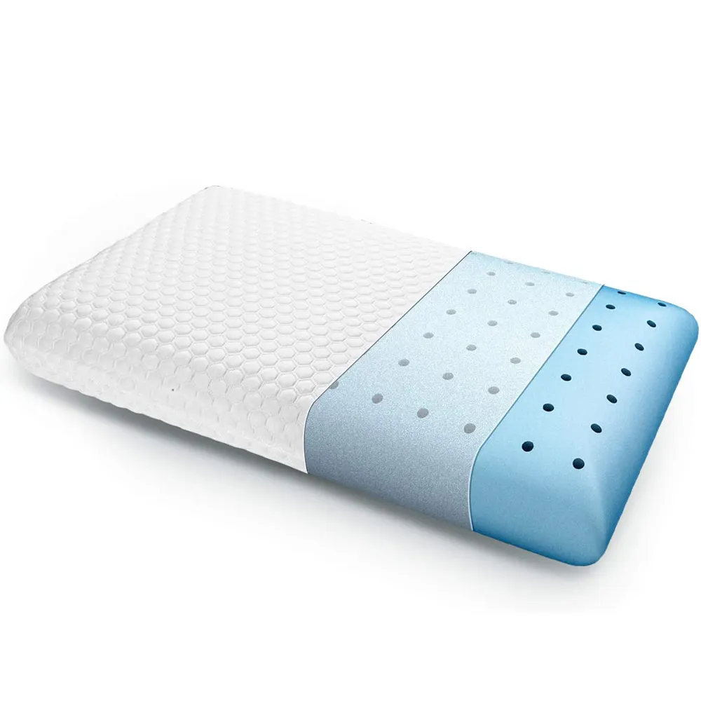 Almohada ortopédica médica para dormir, ergonómica, para cuello y cervicales, de espuma viscoelástica, azul claro, para dormir en la cama