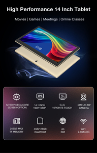 14.1 Inch Large Screen Tablet Android 4G LTE 5G WiFi 4+64GB MT6762 Octa Core Tablet <strong>Pc</strong> <strong>Big</strong> Battery 10000mAh Notebook with <strong>case</strong> - Product Image 4
