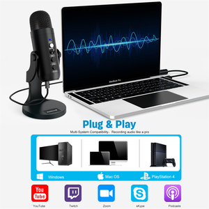 <strong>USB</strong> condenser microphone <strong>computer</strong> with headphone output volume <strong>control</strong> mobile <strong>game</strong>, plug-and-play gamer microphone for PS4 PS5 - Product Image 5