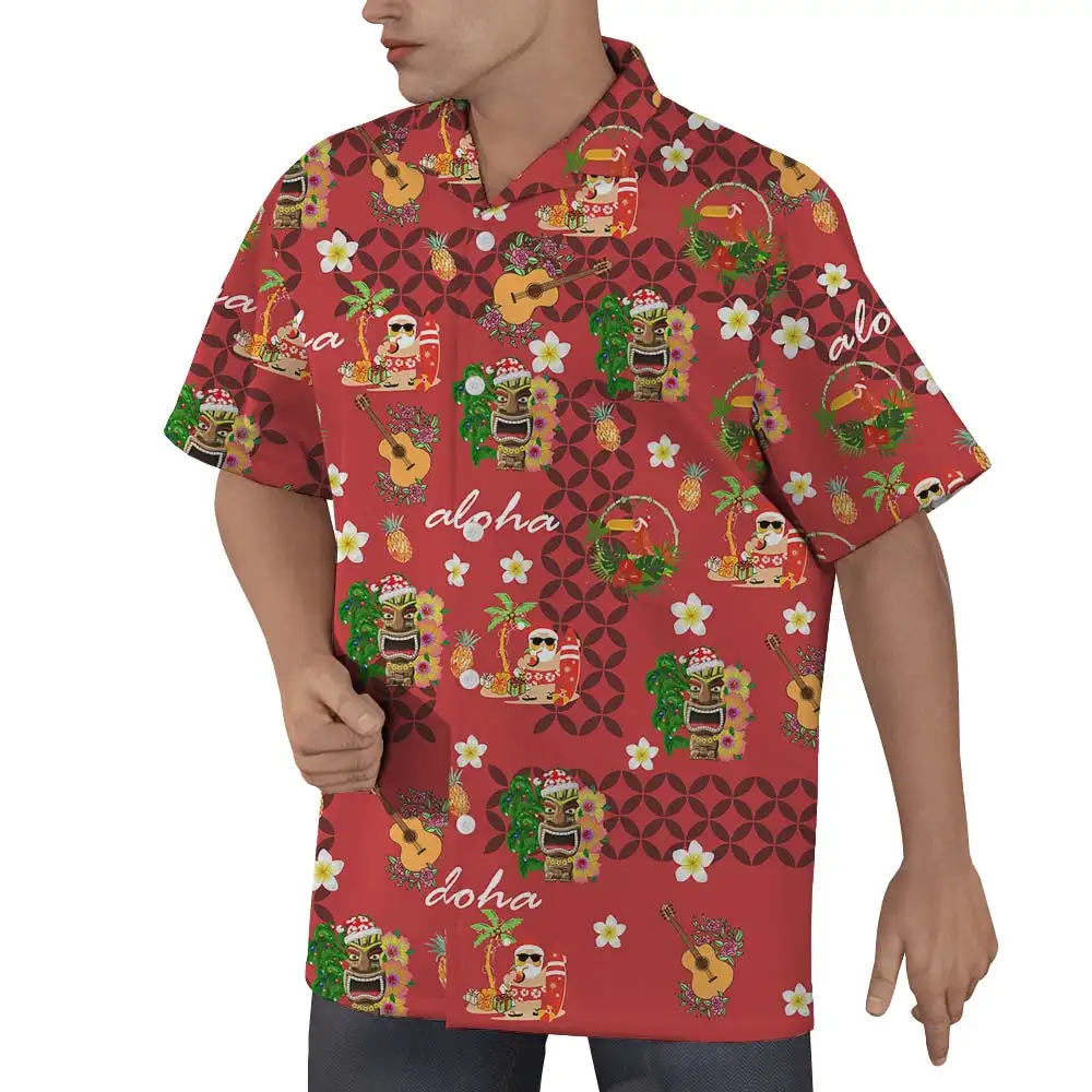 Camisa de hombre de ropa de playa lisa de algodón hawaiano nuevo personalizado de alta calidad con su propio logotipo