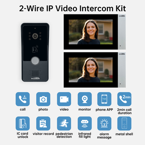 Trudian 7 pulgadas Video puerta teléfono Tuya Ip65 impermeable 2 vías Audio IP Video portero intercomunicador timbre sistema Kit con 2 monitores - Product Image 3