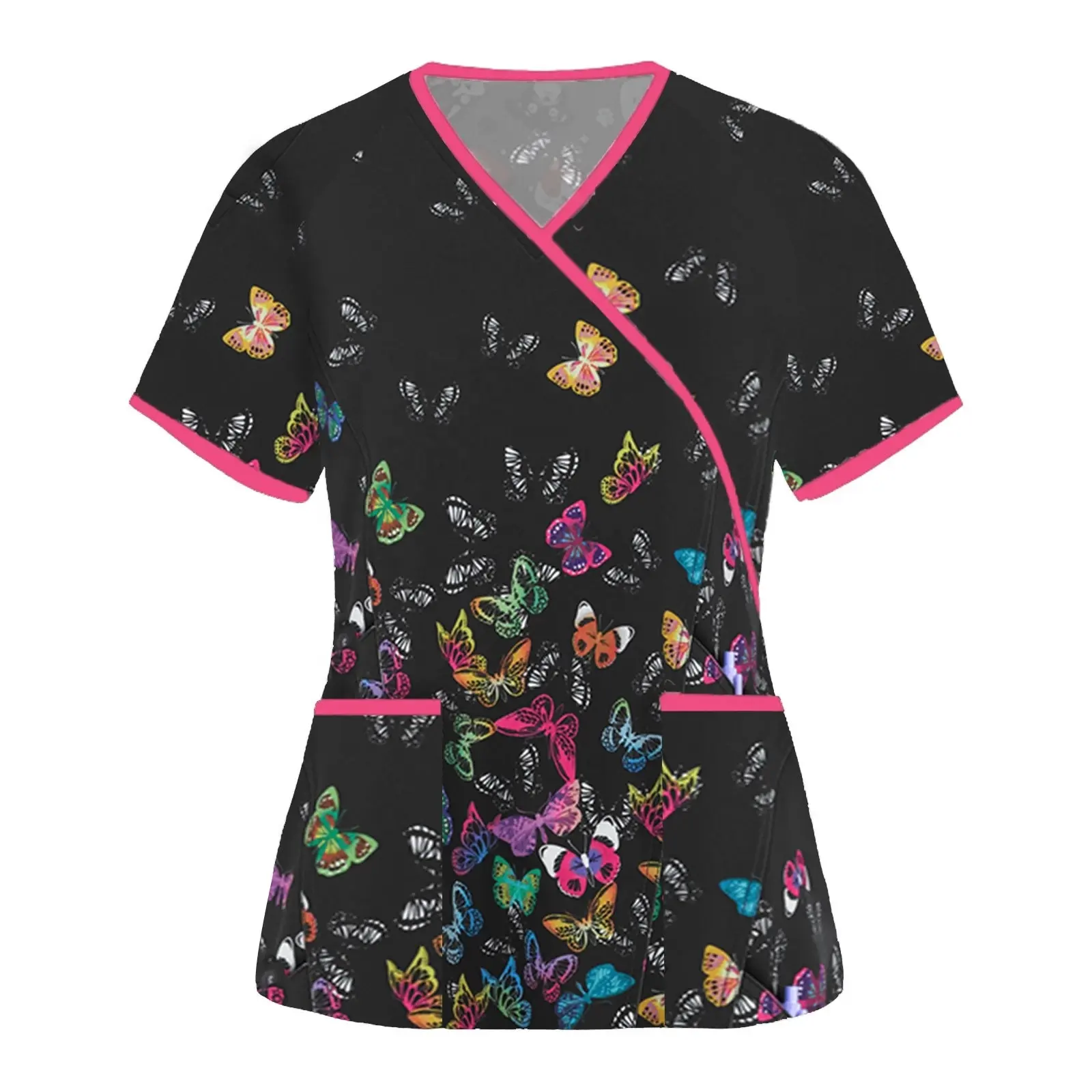 Conjunto de esfregador médico, uniformes de moda, fabricante direto, estampa floral, conjuntos de esfregador médico, clínico, alta elasticidade, uniforme de hospital medica