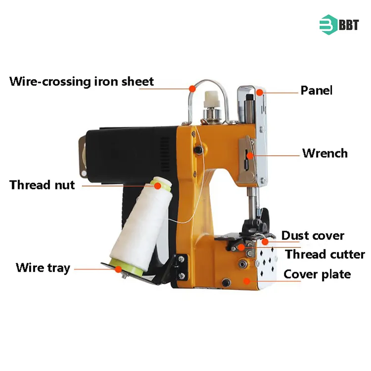 ماكينات خياطة محمولة كهربائية منزلية أوتوماتيكية، للتغليف والحزم والحقائب المنسوجة والخاتمة المحمولة صناعيا