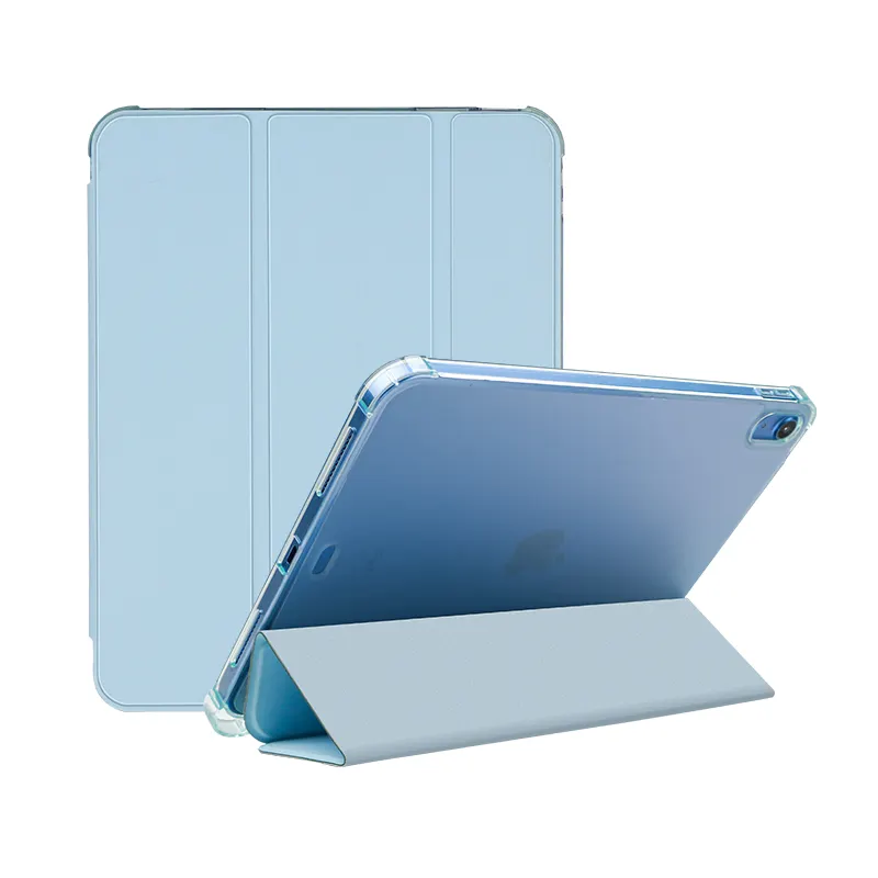 Slim Pu ברור פגז חכם Trifold Stand מגן שולחן כיסוי מקרה עבור iPad 10.9 10th דור עם מחזיק iPad שרוול