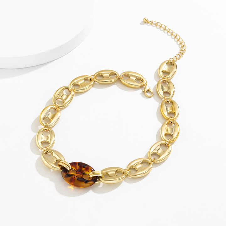 Kalung pernyataan isi emas untuk wanita, kalung Choker rantai Chunky Resin gaya Hip Hop kualitas tinggi
