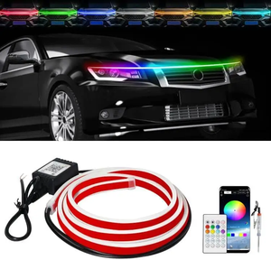 Ip68 עמיד למים חכם הוביל אורות רצועת מכסה המנוע עבור משאיות/suvs-מצבי צבע diy מבוקר אפליקציה, מוסיקה אווירה סינכרון מוסיקה