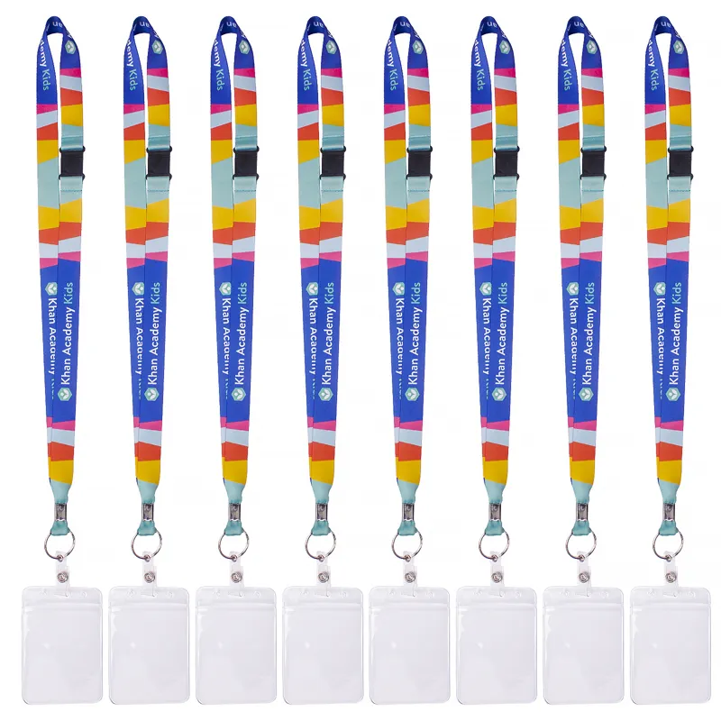 Cordón de cuello personalizado Cordón de poliéster con portatarjetas de identificación de PVC transparente