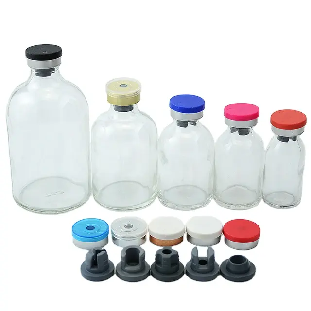 10ml,20ml,30ml,50ml,100ml claro garrafa de vidro transparente penicilina frasco moldadas por injeção