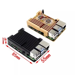 Para Raspberry Pi 4 3 Modelo B 3B Plus Funda de aluminio con ventilador de refrigeración dual Carcasa de carcasa de metal para RPI Raspberry Pi 4 3 Modelo - Product Image 4