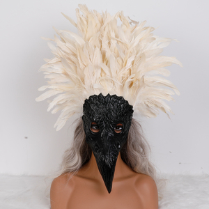 Mặt nạ lễ hội Venice với lông vũ thật được may thủ công dành cho lễ hội Burning Man, đạo cụ trang phục chính hãng với lông vũ thật - Product Image 4