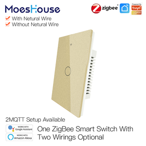 MOES-Temporizador Inteligente Wifi Zigbee RF, interruptores táctiles de pared sin Interruptor neutro, automatización de sistemas para el hogar, Tuya - Product Image 2