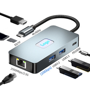 HUB BYL-2402 7 in 1 USB 3.0 Hub nuovo Design HD DP RJ45 estensione Computer portatile Docking Station - Product Image 1