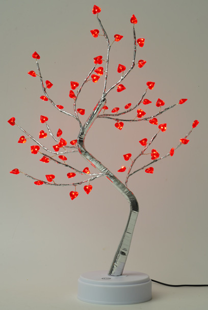 60l heart-shaped tree light-silver branch warm light
