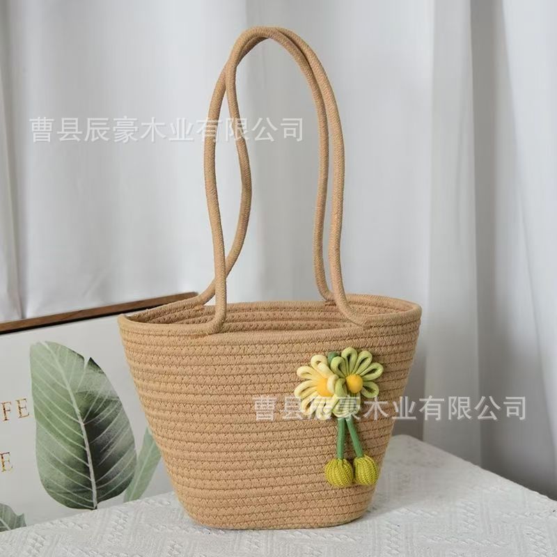 Sac bandoulière cabas double motif floral - kaki