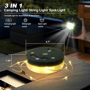 Lámpara de Camping multifunción Cadena de luz 10M Cadena de luz para acampar Enrollado USB Recargable Camping Luz impermeable Ip65