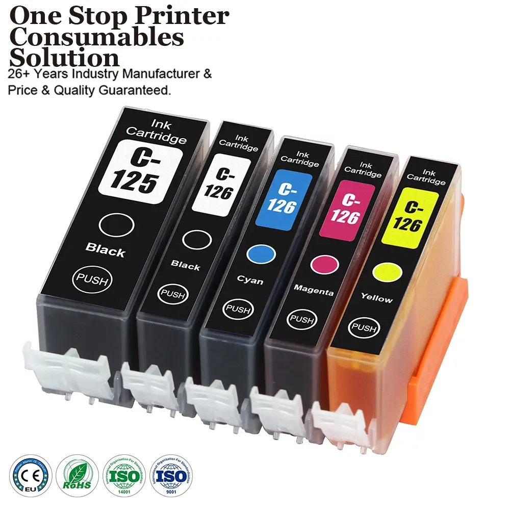 INK-POWER PGI-125 CLI-126 125 126 PGI125 CLI126 Premium Compatible Color Inkjet Ink Cartridge for Canon PIXMA Mg6110 Printer