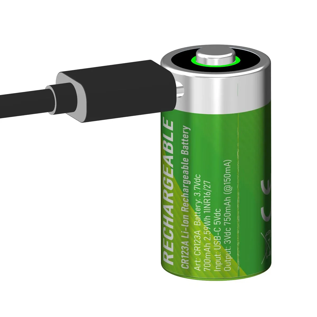 Typ C Usb-Port 3,7 V Cr123 große Kapazität Batterie 860 mah Cr123a Li-Ionen-Wiederaufladbare Batterie für Digitalkamera