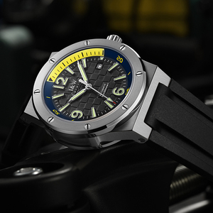 Addiessive nam sang trọng cơ khí đồng hồ màu đen tự động Diver với ban nhạc cao su chống nước thép trường hợp - Product Image 3