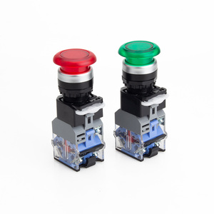 SHENGLEI LA38 22mm pannello interruttore a pulsante verde rosso fungo con 24v luce LED personalizzato di lunghezza momenaria/chiusura - Product Image 3
