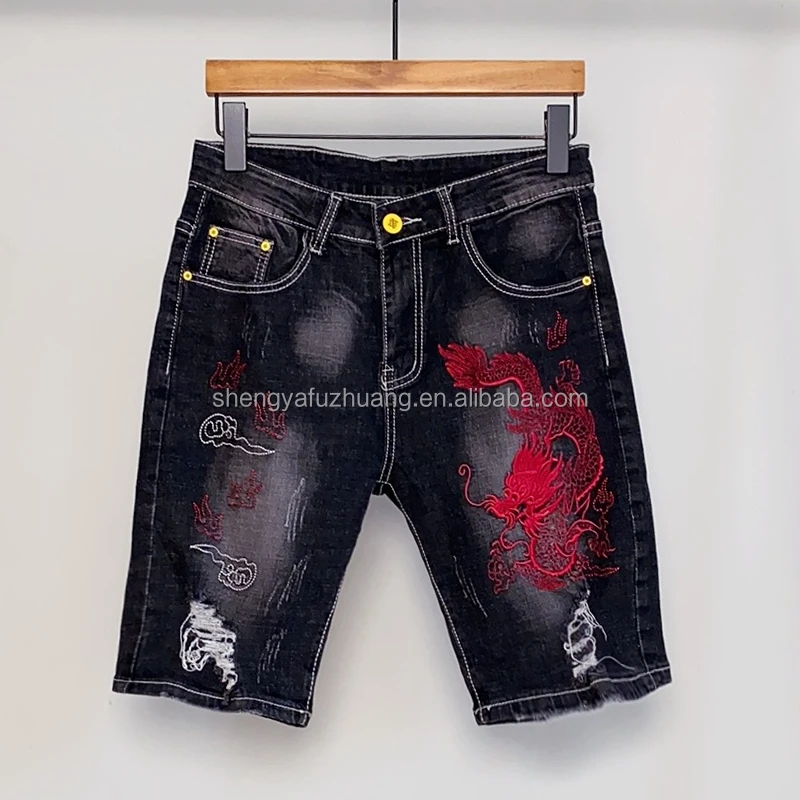 2022 boys' printed shorts factory wholesale summer men's jeans and shorts