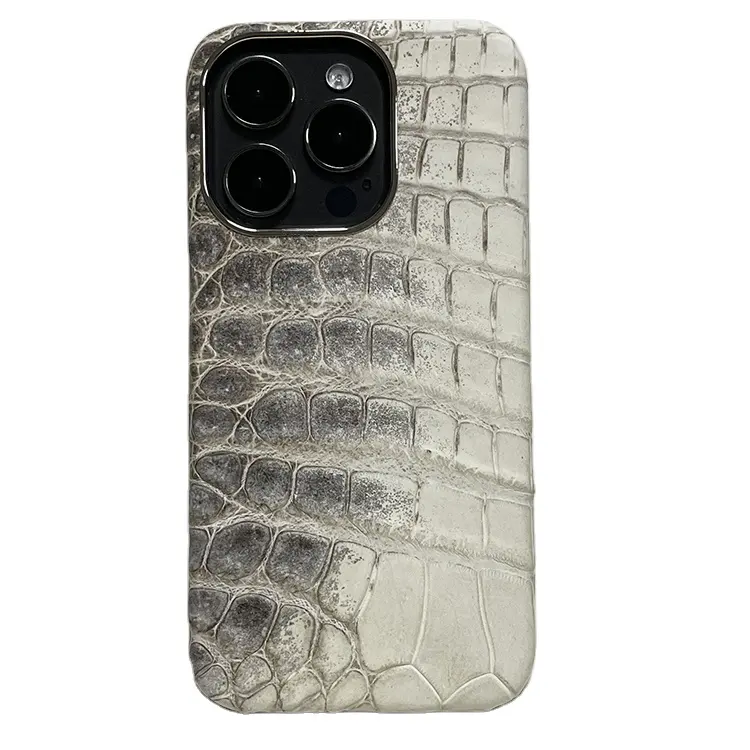 Lüks yüksek kalite hakiki himalaya timsah deri cilt iphone için kılıf 14 pro, gerçek timsah derisi telefon kılıfı