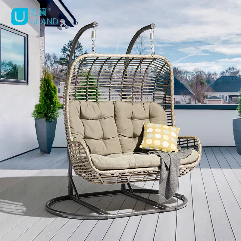 Uland gros meubles de jardin en plein air chaises suspendues balançoire debout double suspendu chaise d'oeuf en osier