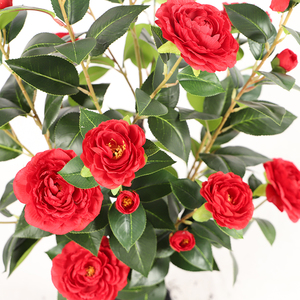 庭の造園鉢植え植物人工植物カラフルな花の木プラスチック人工カメリアの木 - Product Image 3