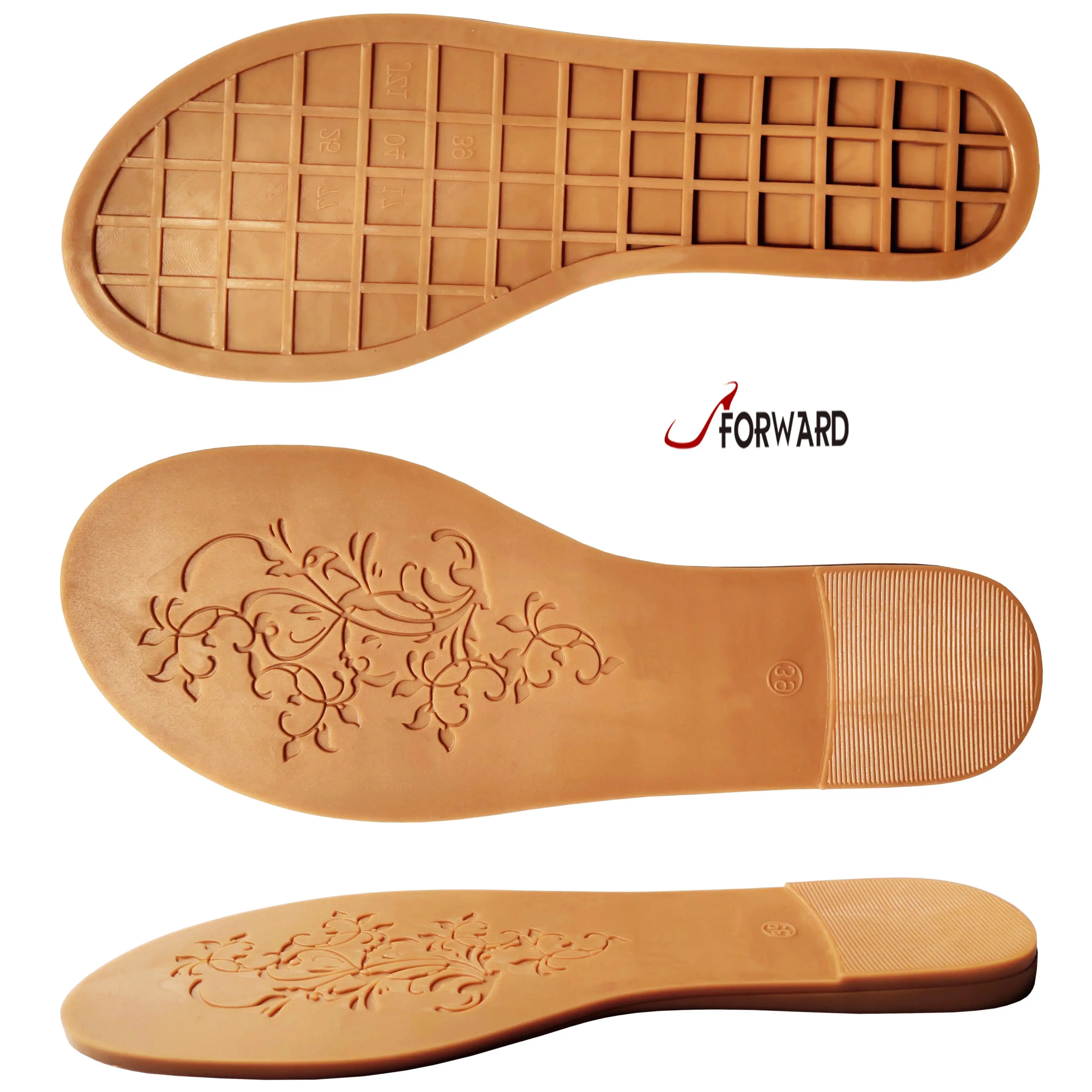 Suela de Tpr de punta redonda para mujer, sandalia plana con diseño de precio barato, fabricante de China