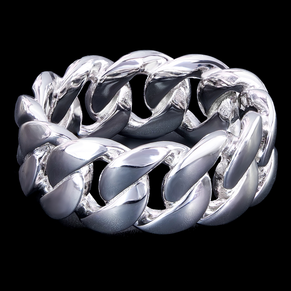 anello cubano semplice in argento