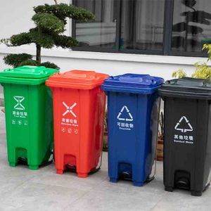 环保户外塑料垃圾箱矩形100升带盖大加厚垃圾容器 - Product Image 6