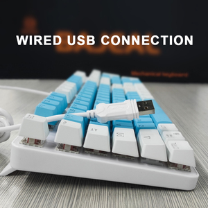 コンピューター有線USB青白ホットプラグメカニカル赤軸キーボードLEDカラーバックライト人間工学に基づいたデザインゲームキーボード - Product Image 5