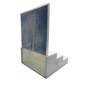 Supermarket 3 <strong>Step</strong> Acrylic Ladder <strong>Display</strong> Shelf Ladder Product Shelf <strong>with</strong> Billboard Multifunctional <strong>Display</strong> Shelf