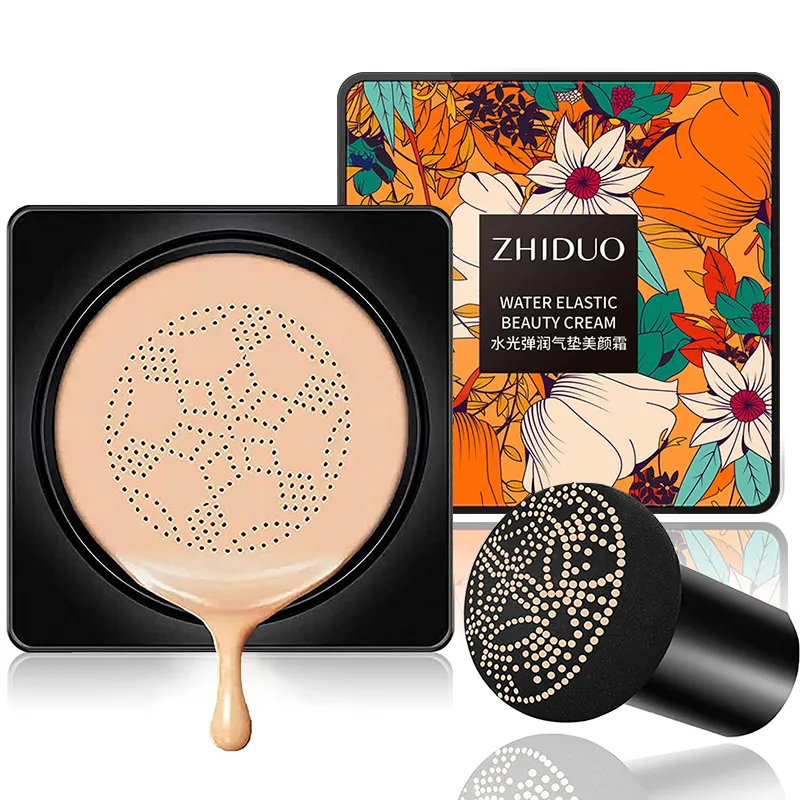 ZHIDUO Großhandel Custom Private Label natürlichen Elfenbein weißen Pilzkopf Luftkissen BB CC Schönheits creme Face Makeup Foundation