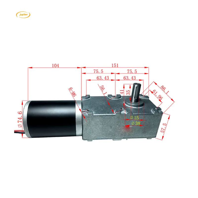 Ímã Permanente Personalizado Júpiter Baixo RPM Motor Elétrico Dc 12v 24V 220v Worm Gear Motor para Roll Up Door motor